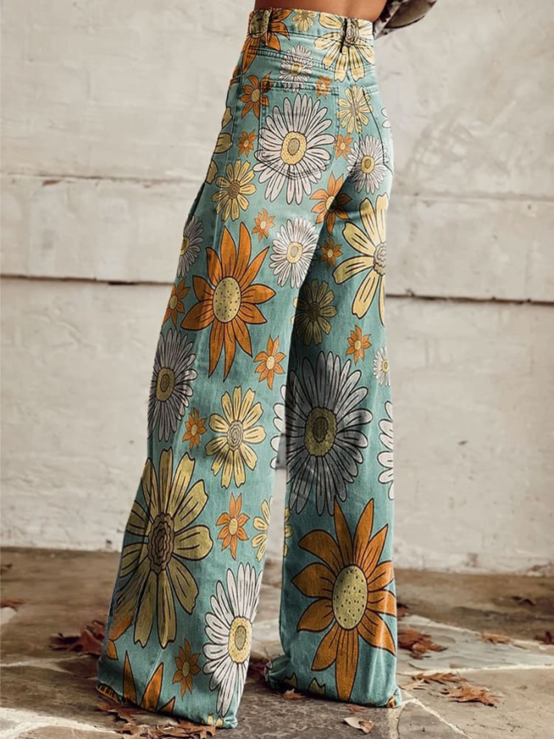 Vintage Floral Wide-Leg Pants