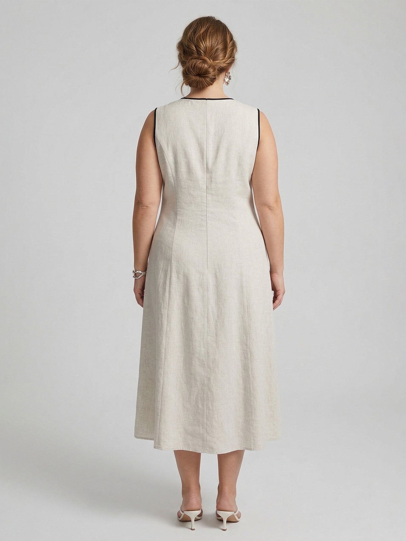 Amelia Women's Linen Light Business Button Dress
