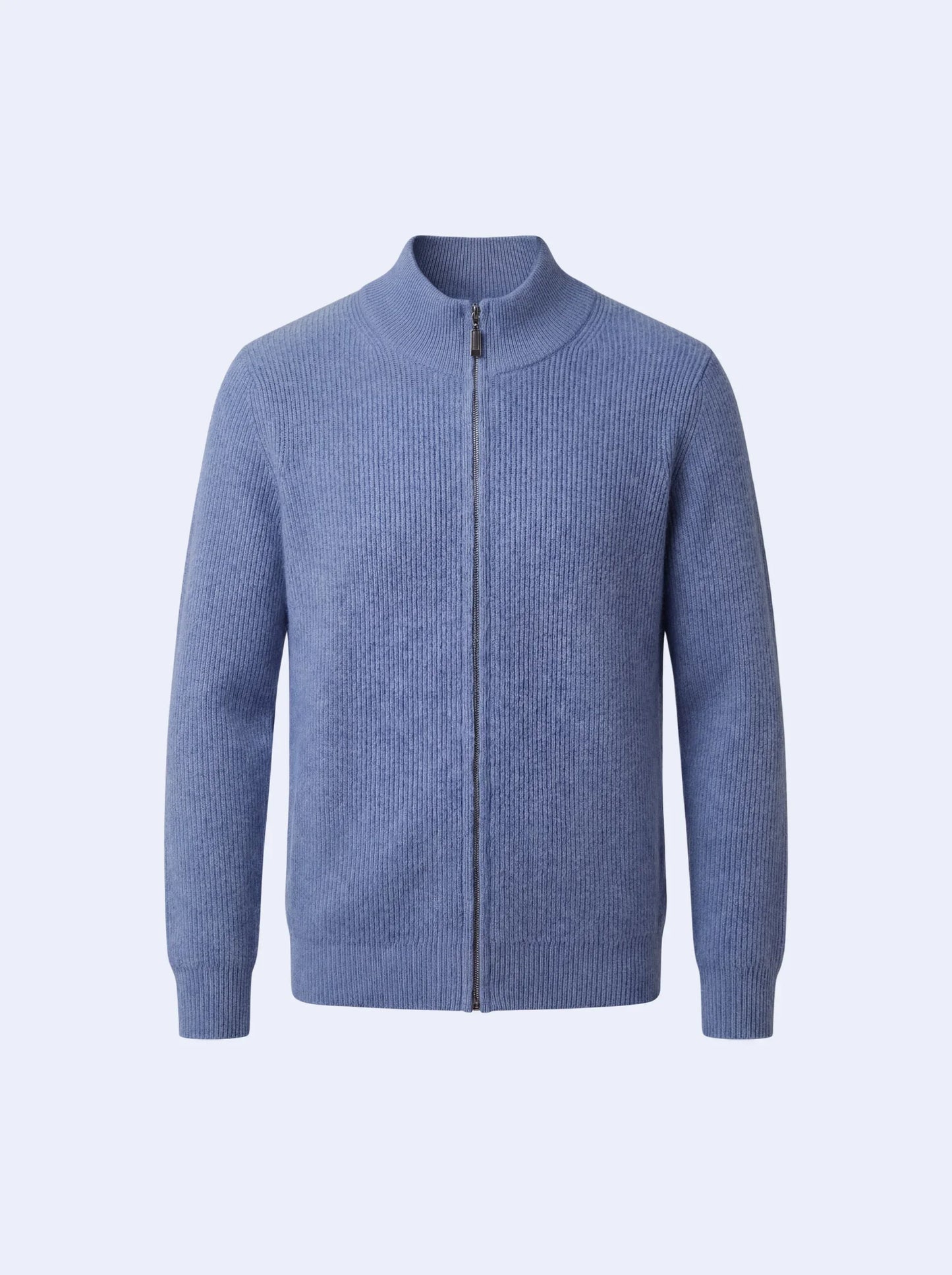 Cashmere Zip-Up Cardigan Light Blue