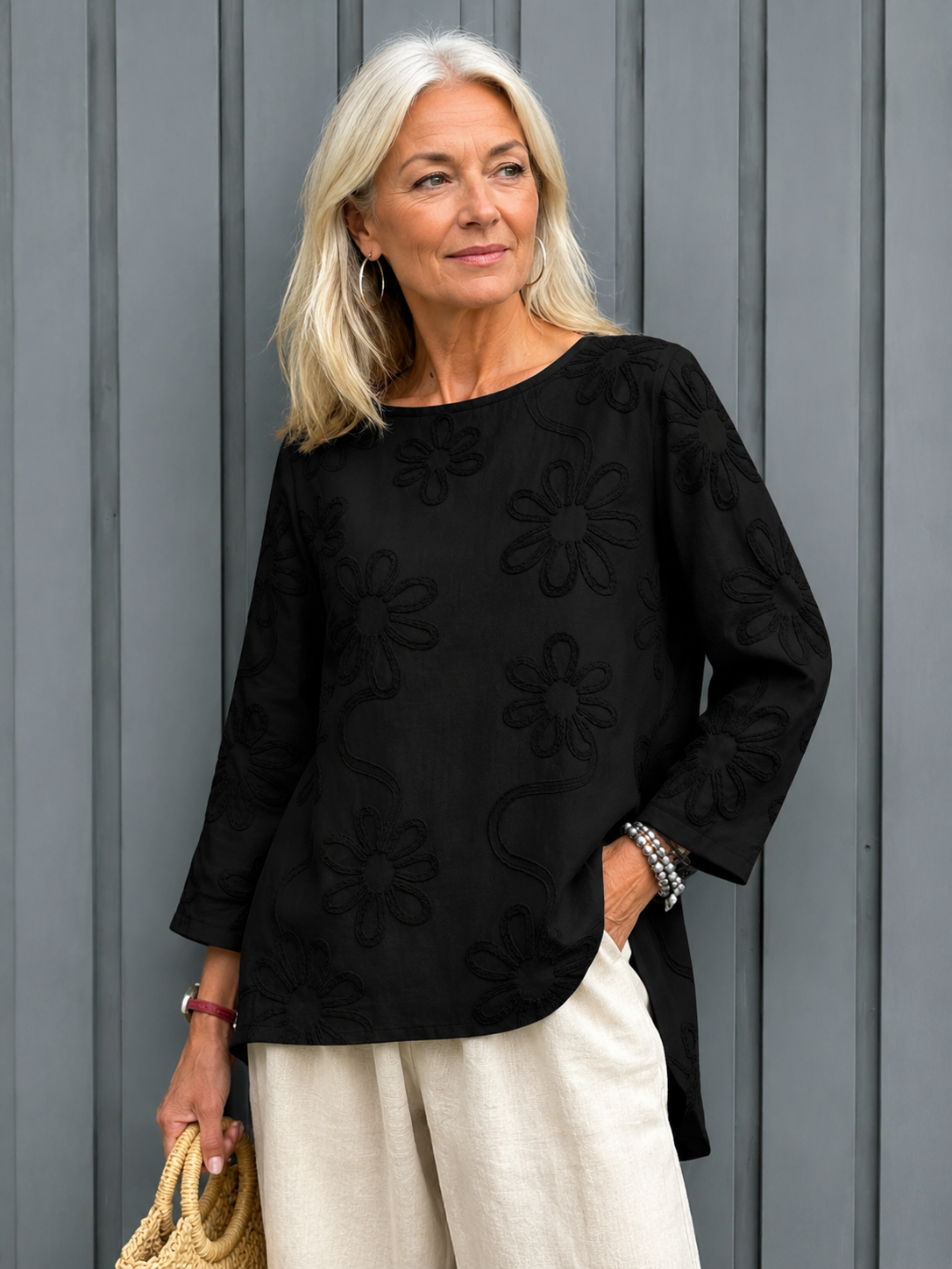 Soft-Touch Long-Sleeve Blouse