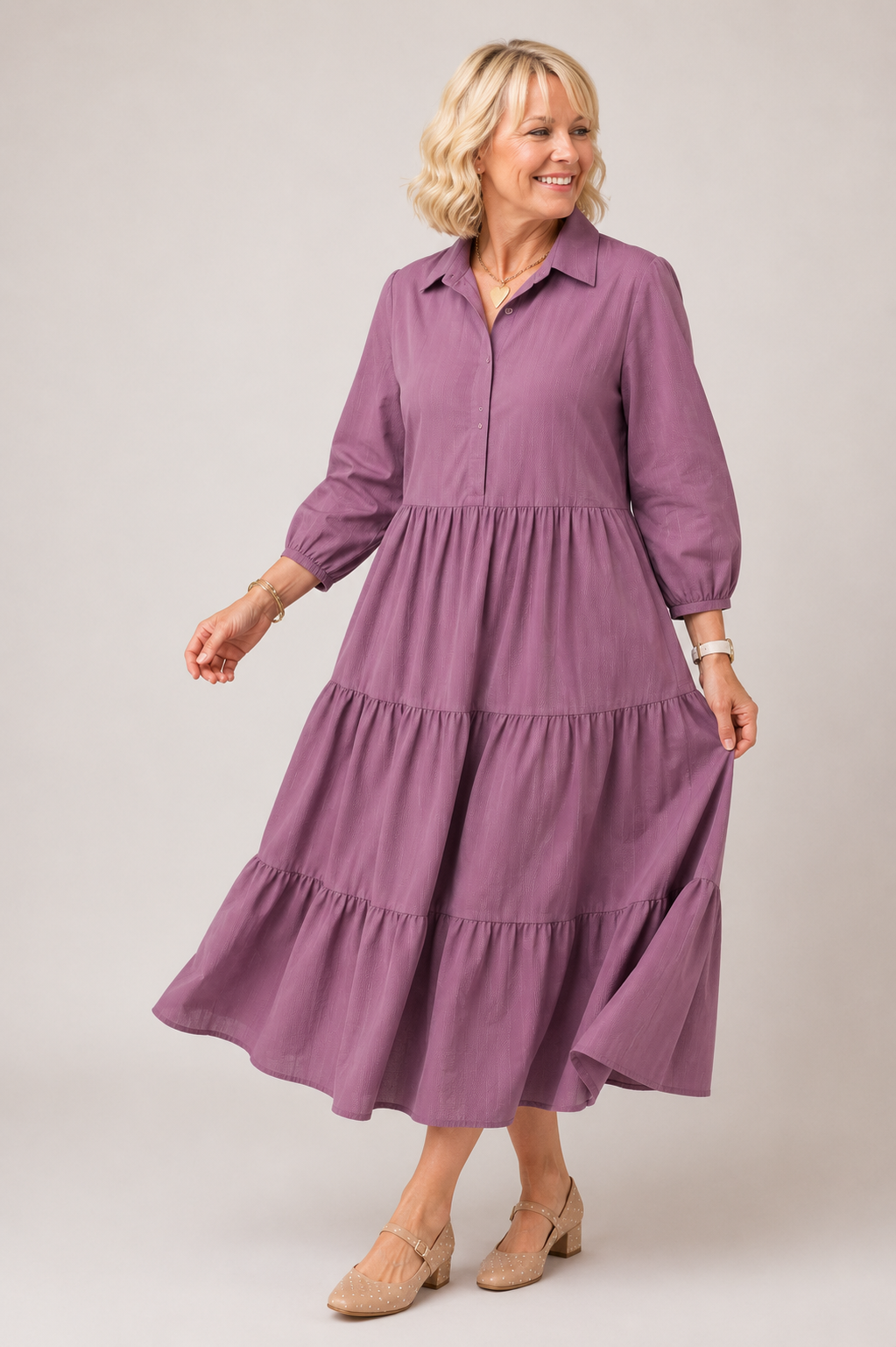 Light Tiered Midi Dress