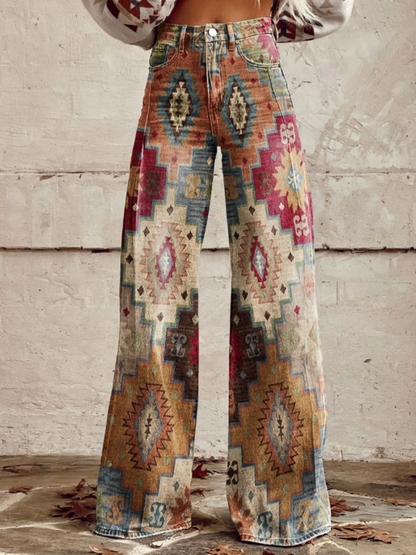 Vintage Boho Wide-Leg Pants