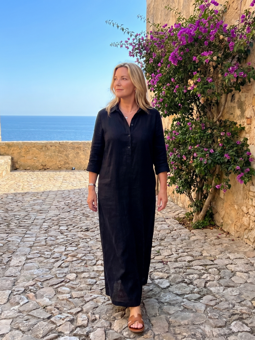 Veronica Long Sleeve Relaxed Silhouette Maxi Dress