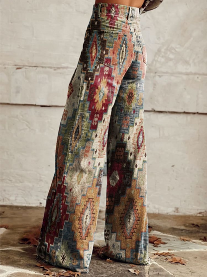 Vintage Boho Wide-Leg Pants
