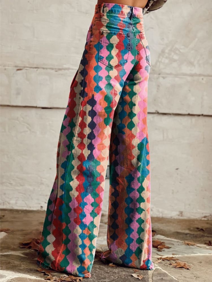 Vibrant Boho Wide-Leg Pants