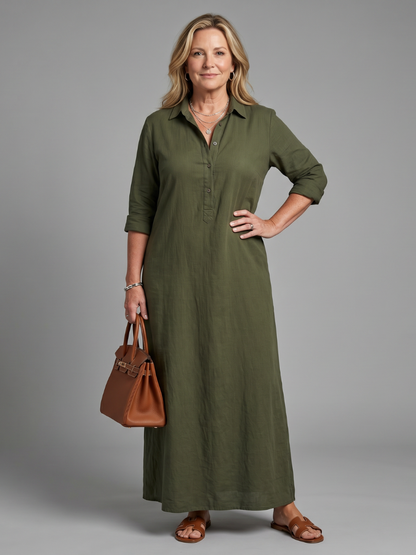 Veronica Long Sleeve Relaxed Silhouette Maxi Dress