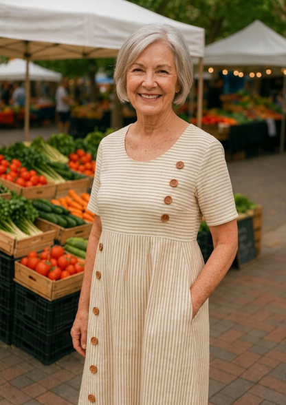 Striped Midi Dress – Effortless Comfort, Everyday Confidence