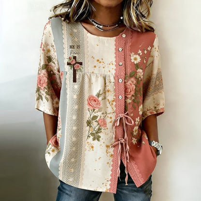 Vintage Floral Print Blouse