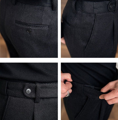 Heritage Wool Blend Herringbone Trousers