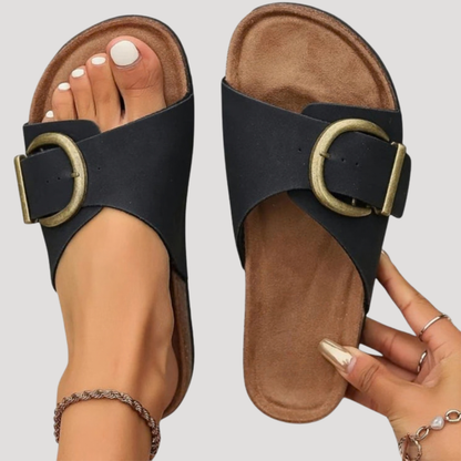 Women’s Buckle Strap Comfort Footbed Slide Sandals