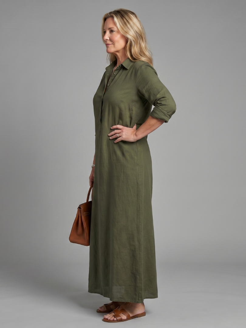Veronica Long Sleeve Relaxed Silhouette Maxi Dress