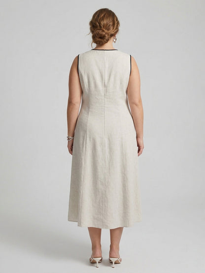 Amelia Women's Linen Light Business Button Dress