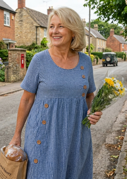 Striped Midi Dress – Effortless Comfort, Everyday Confidence