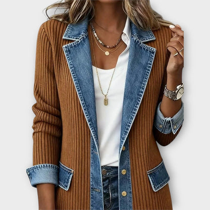 Denim Ribbed Knit Blazer