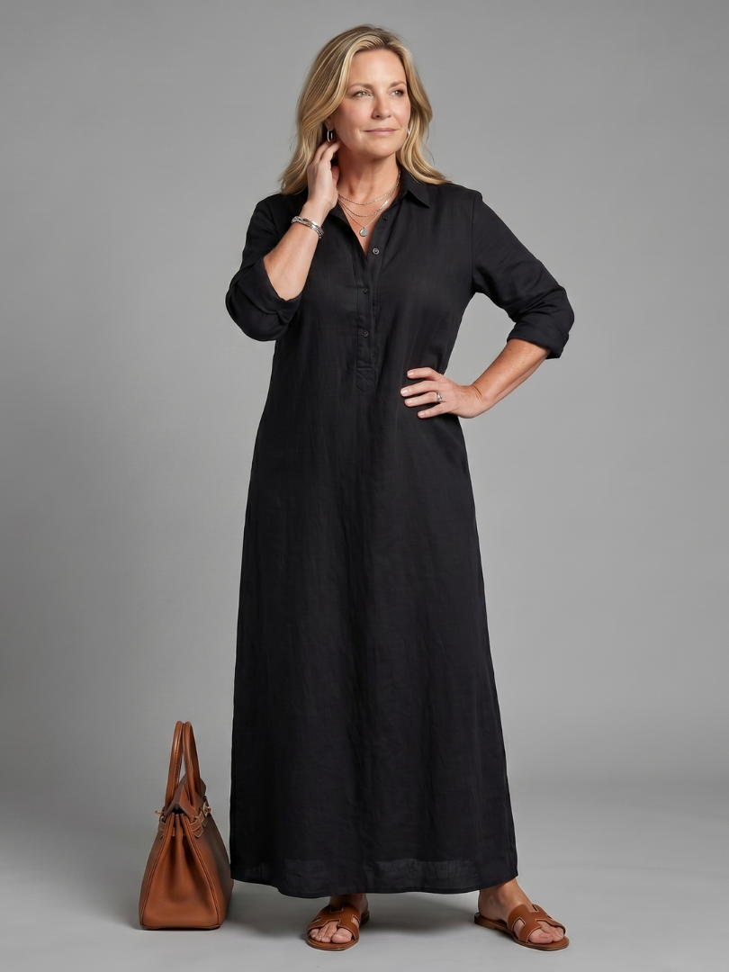 Veronica Long Sleeve Relaxed Silhouette Maxi Dress