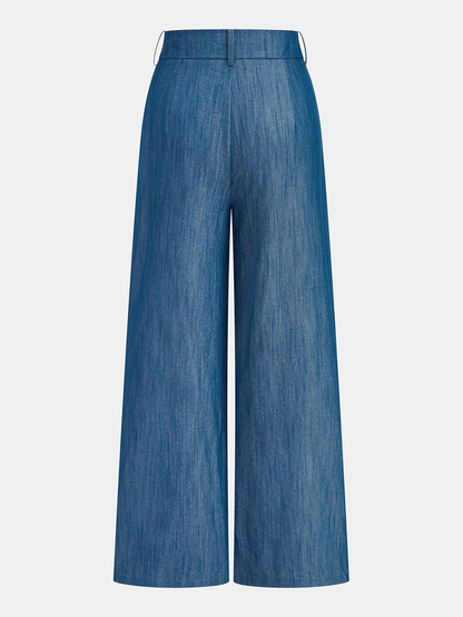 Cross-Tie Crop Top & Wide-Leg Pants Set