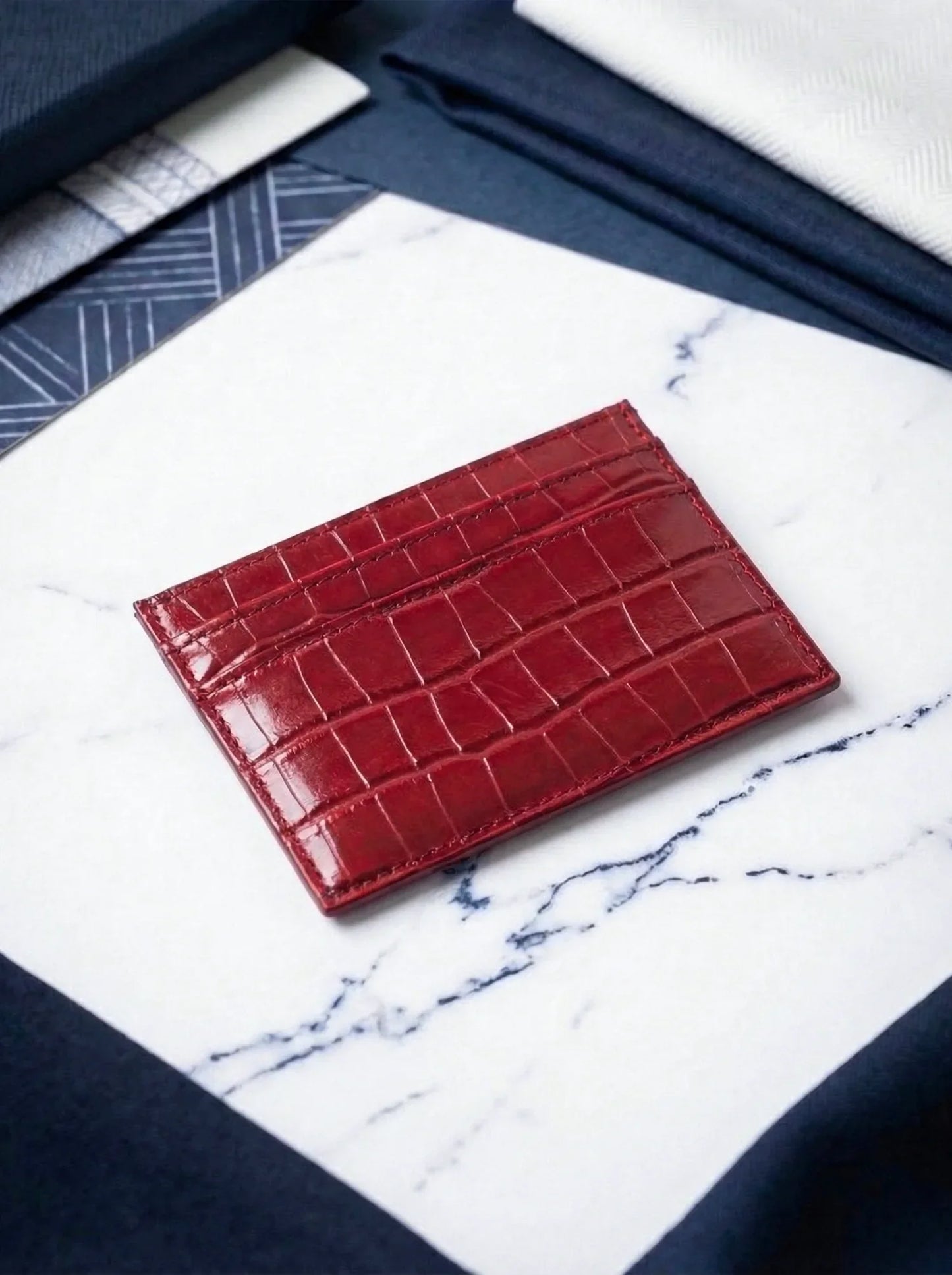 Burgundy Red Croc Cardholder