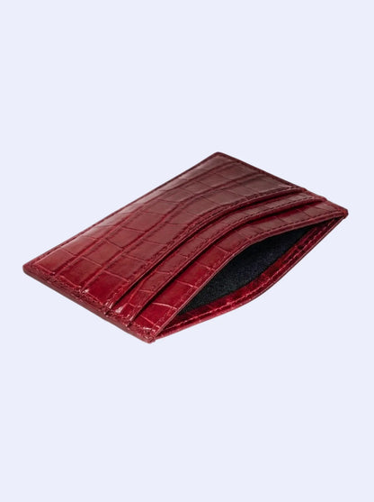 Burgundy Red Croc Cardholder