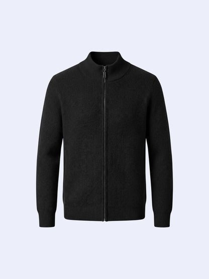 Cashmere Zip-Up Cardigan Black