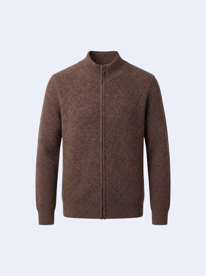 Cashmere Zip-Up Cardigan Brown