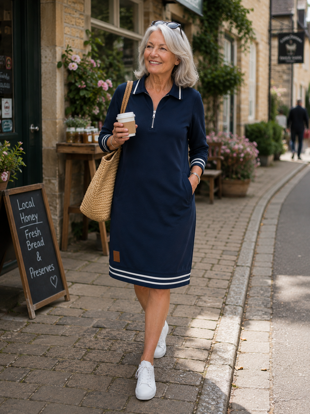 Chic Long Sleeve Cotton Dress