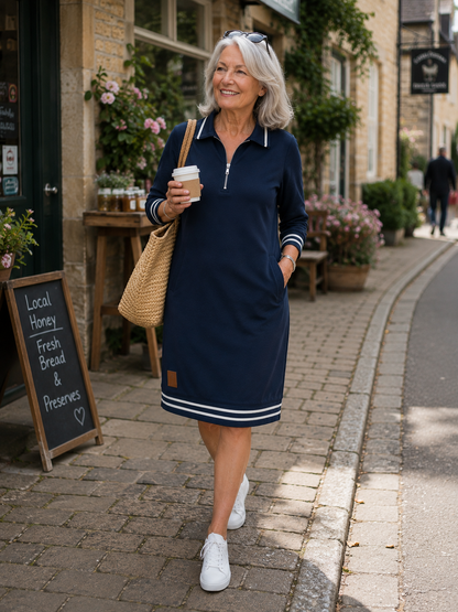 Chic Long Sleeve Cotton Dress