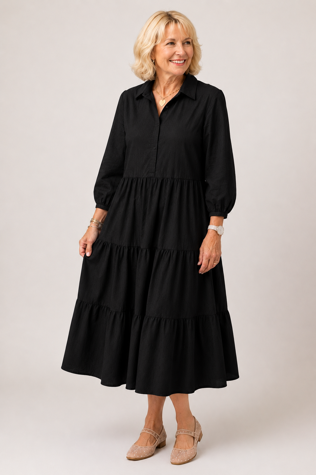 Light Tiered Midi Dress