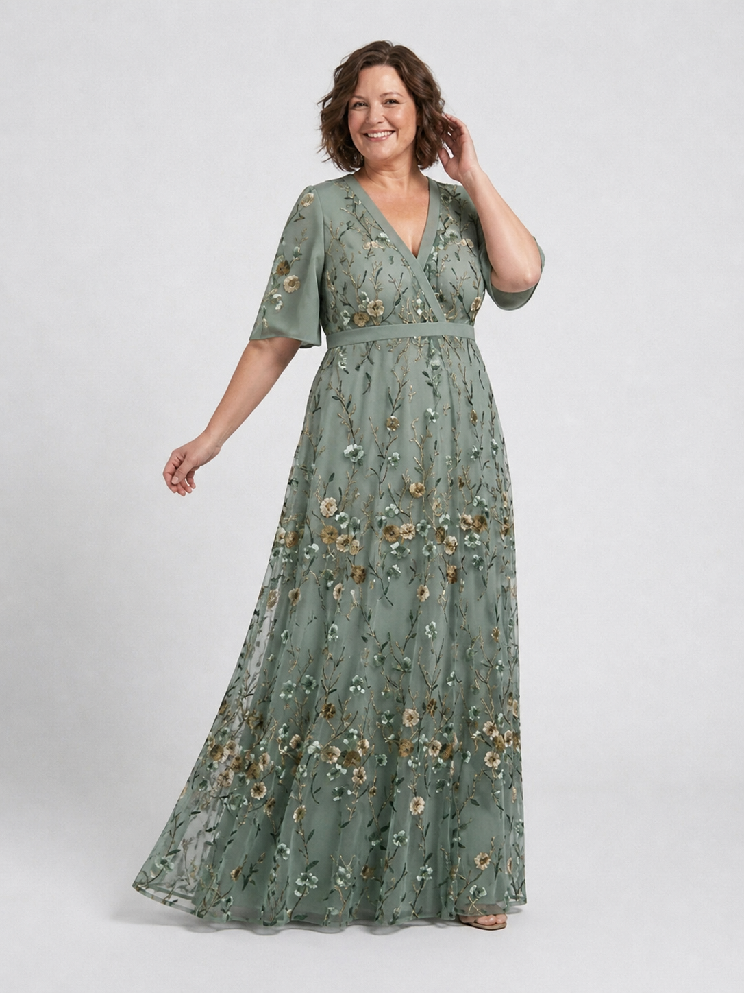 Freya Floral V Neck Short Sleeve Maxi Dress