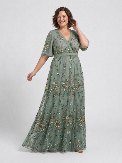 Freya Floral V Neck Short Sleeve Maxi Dress