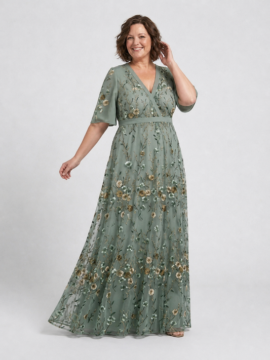 Freya Floral V Neck Short Sleeve Maxi Dress