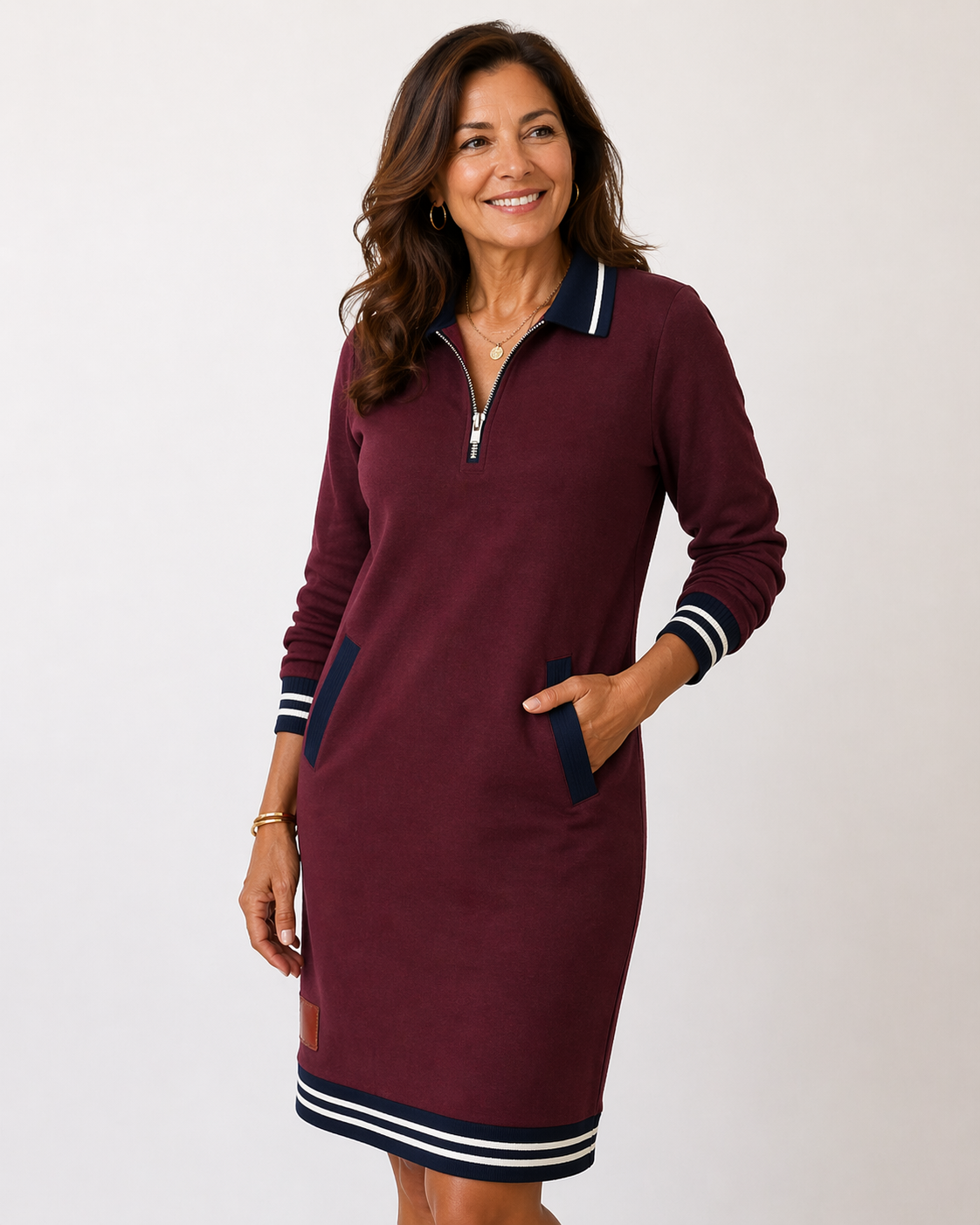 Chic Long Sleeve Cotton Dress