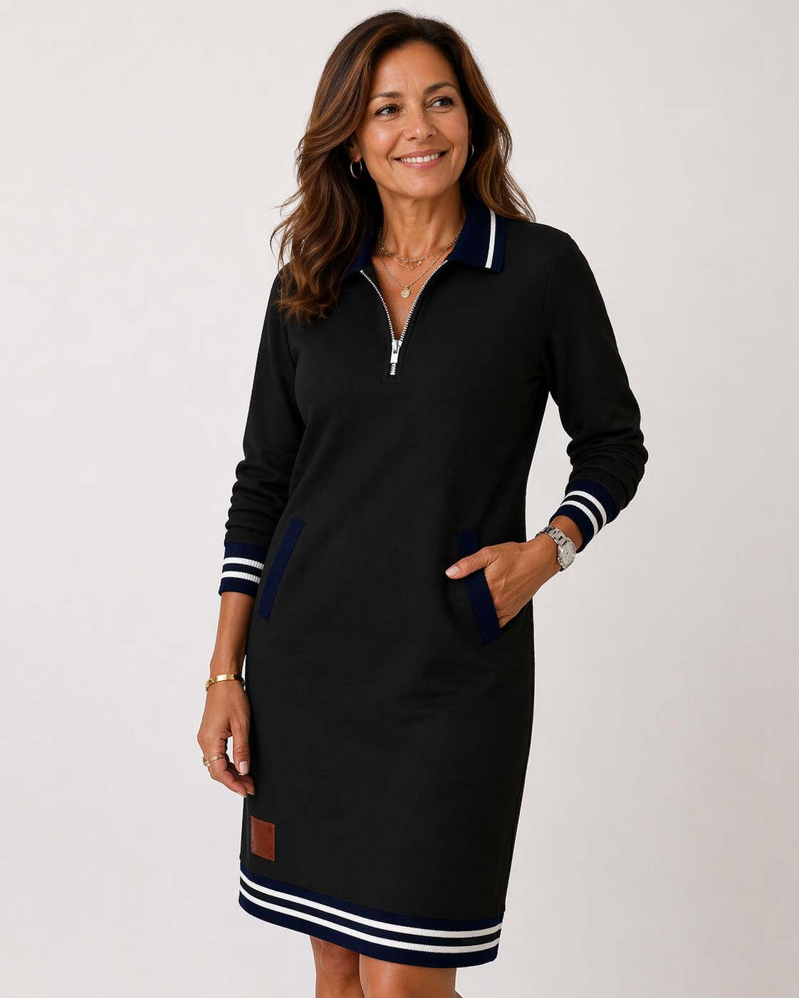 Chic Long Sleeve Cotton Dress