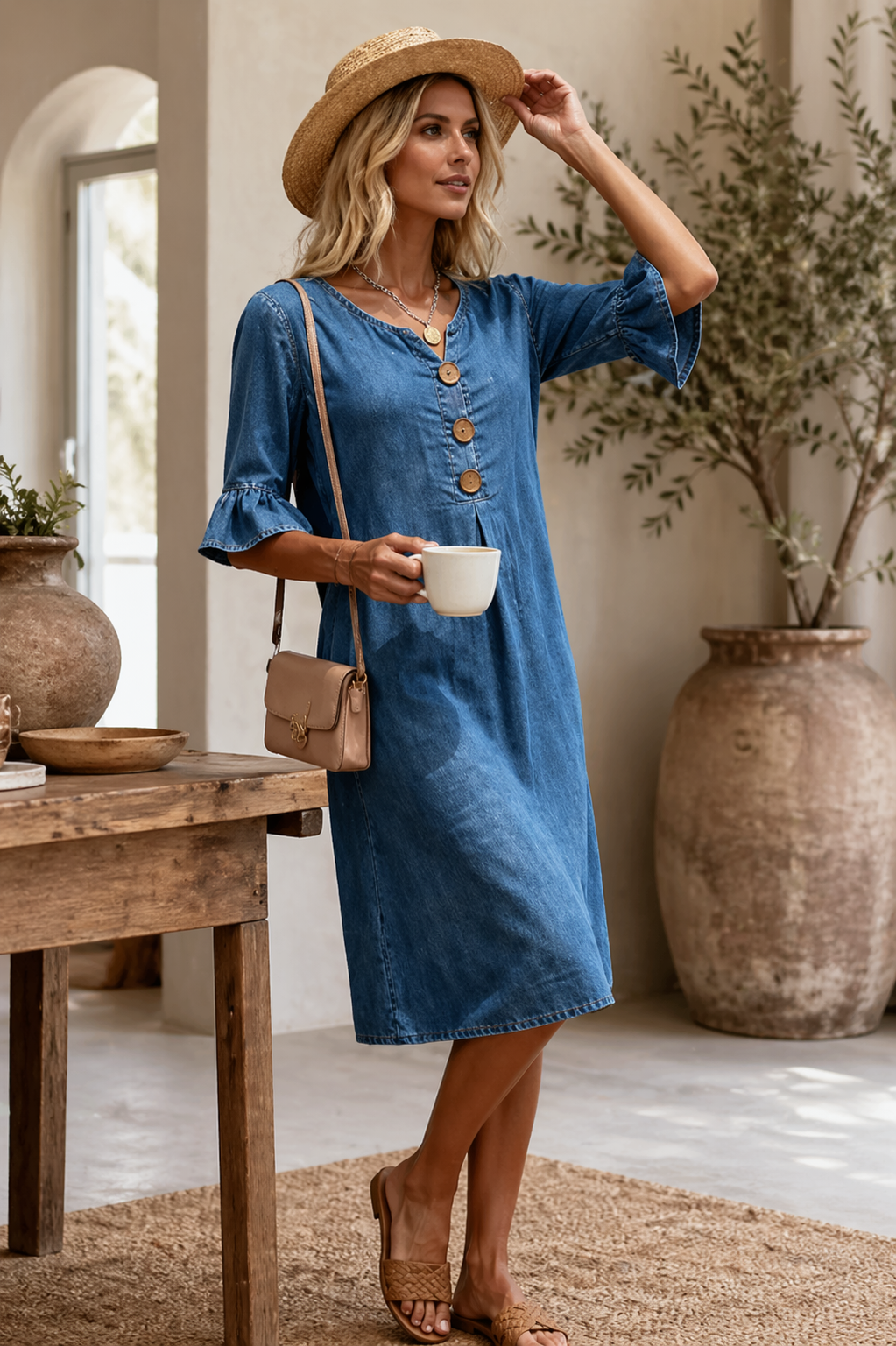 Short Sleeve Denim Dress