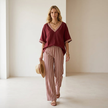 Alira Striped Linen Duo Set