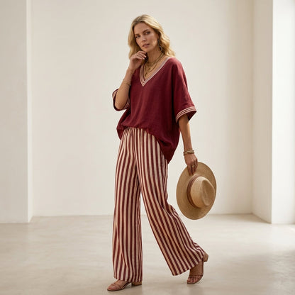 Alira Striped Linen Duo Set