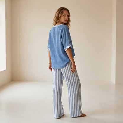 Alira Striped Linen Duo Set