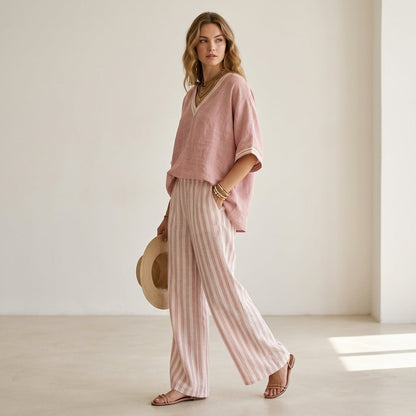 Alira Striped Linen Duo Set