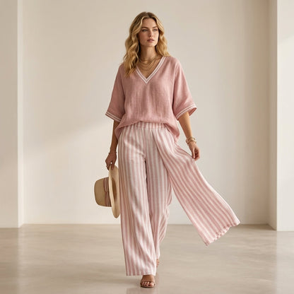 Alira Striped Linen Duo Set