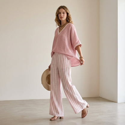 Alira Striped Linen Duo Set