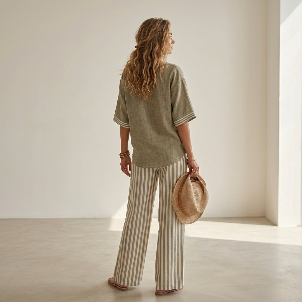 Alira Striped Linen Duo Set