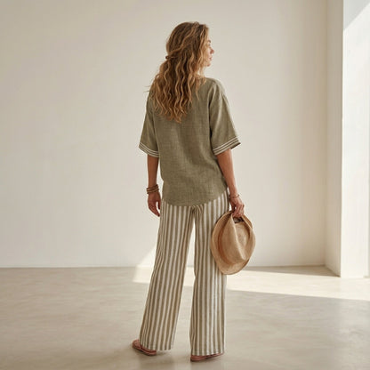 Alira Striped Linen Duo Set