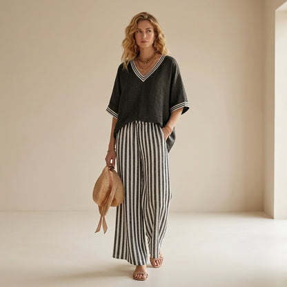 Alira Striped Linen Duo Set