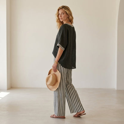 Alira Striped Linen Duo Set