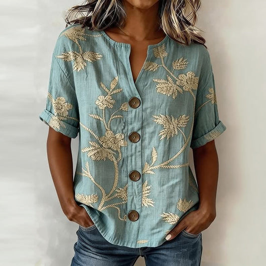 Vintage Floral Print Blouse