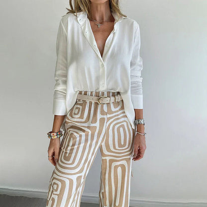 Women's Sophisticated Two-Piece Top and Trouser Coordinated Set