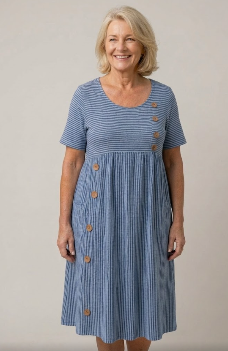 Striped Midi Dress – Effortless Comfort, Everyday Confidence