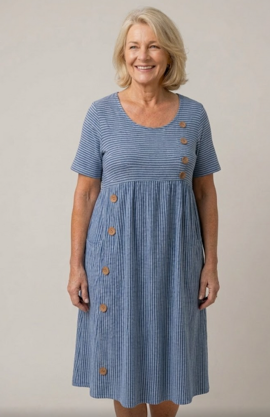 Striped Midi Dress – Effortless Comfort, Everyday Confidence