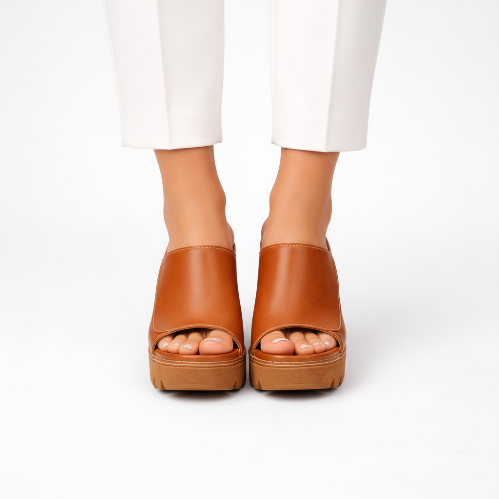 Polished Platform Wedge Sandal