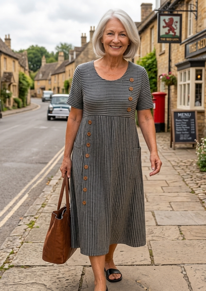 Striped Midi Dress – Effortless Comfort, Everyday Confidence
