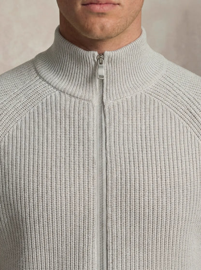 Zip-Up Cardigan Light Grey
